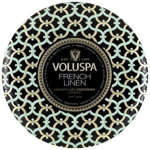 Voluspa 3-Wick Candle Decorative Tin French Linen 340g