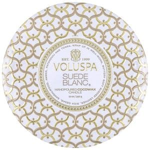 Voluspa 3-Wick Candle Decorative Tin Suede Blanc 340g