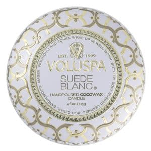 Voluspa Decorative Tin Candle Suede Blanc 113g
